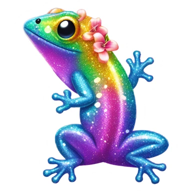 Lisa frank glitter gecko with a lily sticker