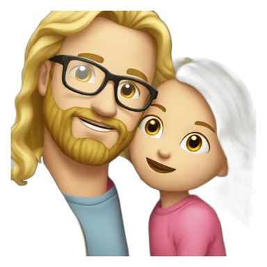 Blonde-daddy-with-glasses-and-beard-kissing-blond-daughter sticker