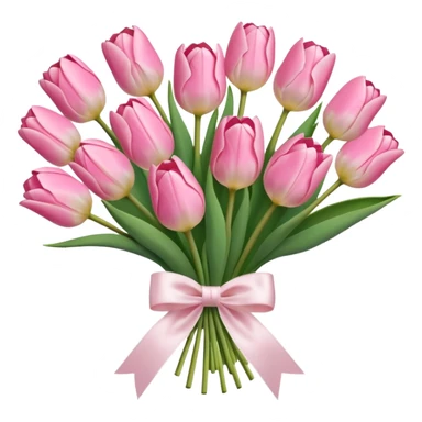 Pastel pink tulip bouquet with bow sticker