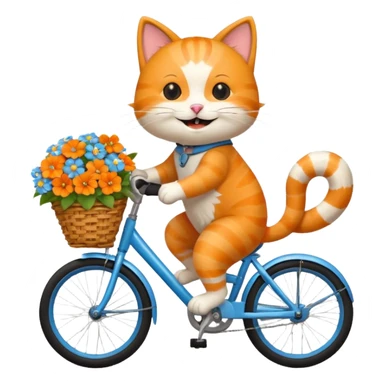 a-cheerful- cat-riding-a-blue-bicycle,-wearing-a-cute-helmet,-with-a-big-smile-and-a-basket-full-of-flowers-on-the-front.-bright,-cartoonish-style,-simple-and-fun. sticker