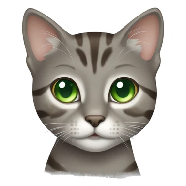 grey and brown tabby cat with green eyes sticker