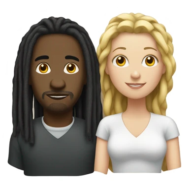 Black man with dreadlocks hanging out with one white woman sticker