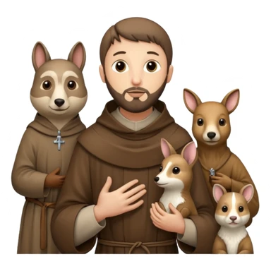Saint Francis of Assisi cartoon modern type with animal to be used as an AI crfreation in HeyGen.com sticker
