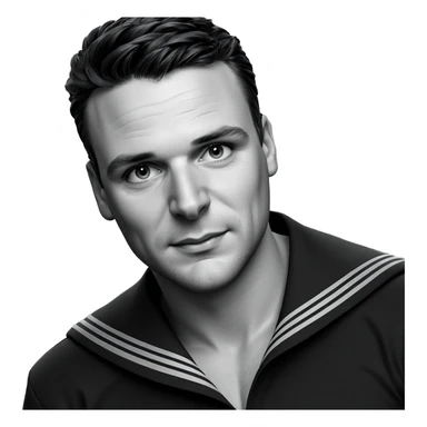 sailor boy portrait in greyscale sticker