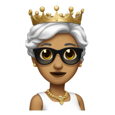 Queen emoji with short dark hair and shades sticker