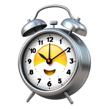 an alarm clock ringing at sunrise, simple and expressive sticker