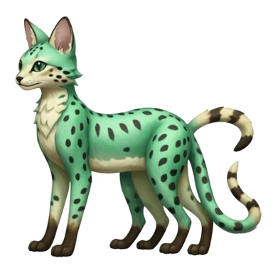 Epic complex detailed dark-emerald-green dark-brown beige pastel realistic aesthetic-scenic-Fakémon-Sprigatito-Floragato-Meowscarada-Trico-Sergal-Serval-Vernid-creature (full body) sticker