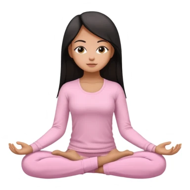 light brown girl with black hairwith straight hairin baby pink yoga pants and full sleeve shirt meditating sticker