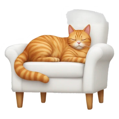 ginger cat sitting on a white comfy chair sleeping sticker