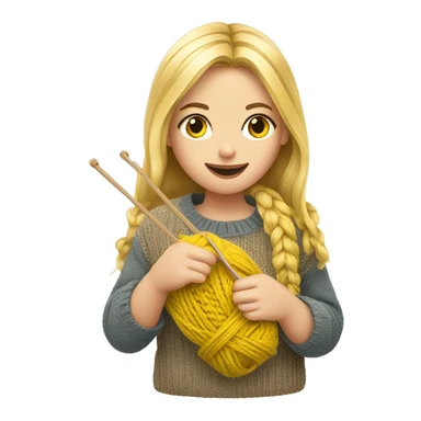 Blond Girl knitting sticker