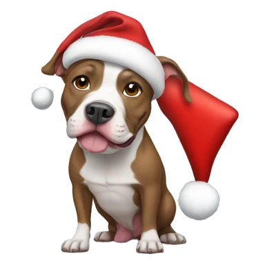 Pitbull wearing a Santa hat sticker