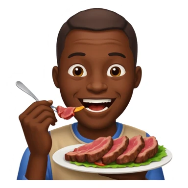 An African man eating meat and laughing  sticker