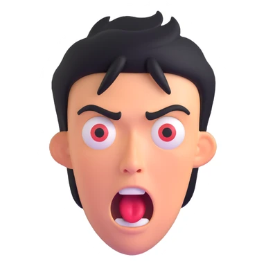 shocked face with exaggerated expression, 'what the freak' reaction sticker