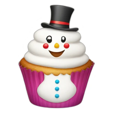 Happy cupcake with a snowman sticker
