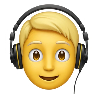 un emoji qui écoute de la musique  avec un léger sourire sticker