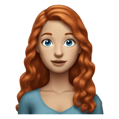 Redhead woman  with long hair blue eyes freckles sticker