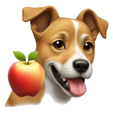 Dog with an apple in its mouth sticker
