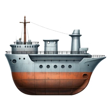 motorized ship with visible rudder, no sails sticker