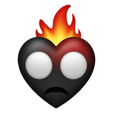Black heart with red flames around it sticker