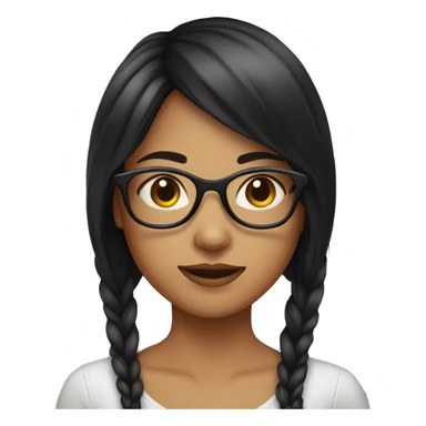 A girl with black and red hair and wearing a glasses  sticker