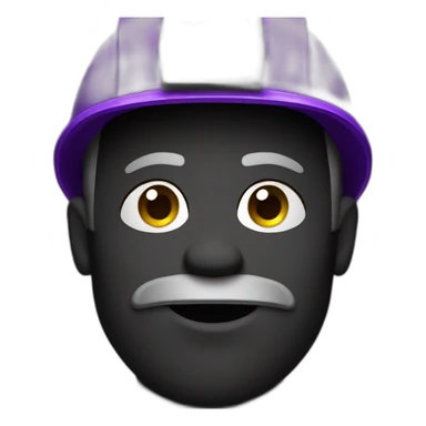 Coal miner with dust-black face and purple helmet sticker