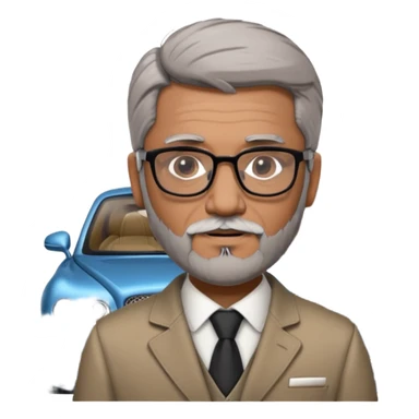 Abid abedi as Principalwith his Bentleyo ilder indian man with glasses and graying hear and beard sticker