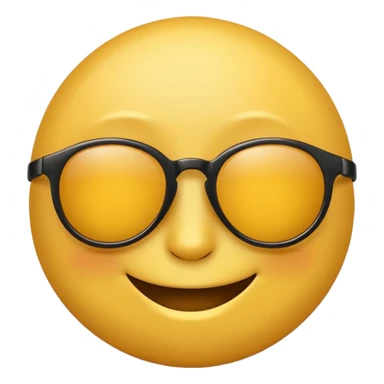 classic yellow emoji face with sunglasses, relaxed smile, simple and iconic sticker