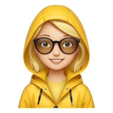 girl in yellow raincoat meme with black sunglasses sticker