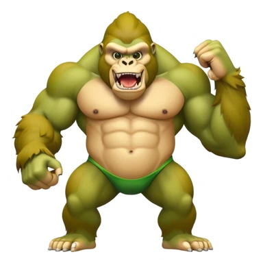 A yellow curved banana body with a muscular green gorilla head on top, showing teeth sticker