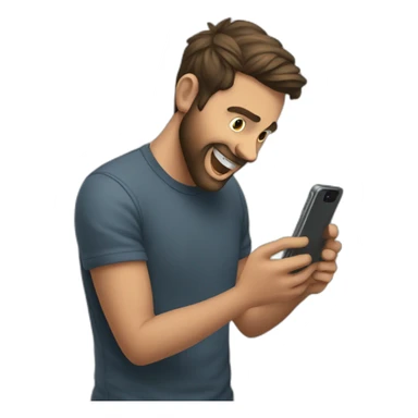 guy playing with phone scrolling addict sticker