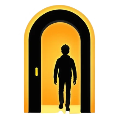silhouette walking through a glowing doorway sticker