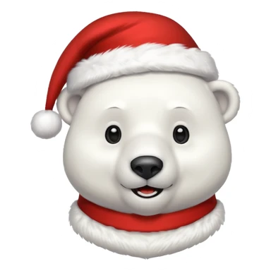 full polar bear with christmas hat on sticker
