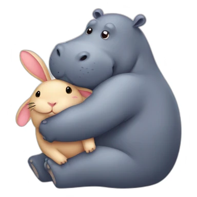 Hippo hugging a rabbit  sticker