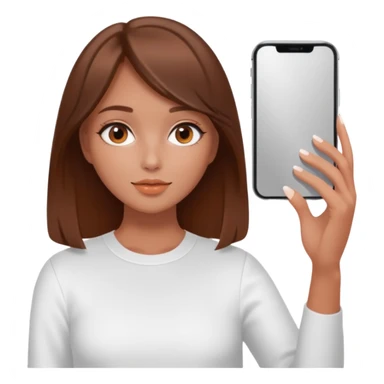 aesthetic clean girl with brown hair, white but fake tanned slightly orange skin, no face visible, holding phone taking a mirror selfie, minimal and stylish sticker