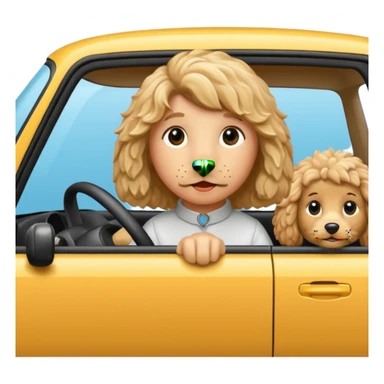 Golden Doodle sandy blonde driving a car sticker