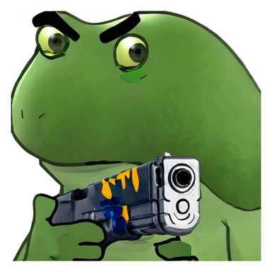 man with gun in hand pointed forward  sticker