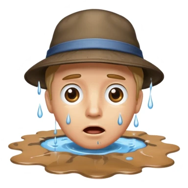 apple style emoji of a man with his face in a puddle after falling sticker