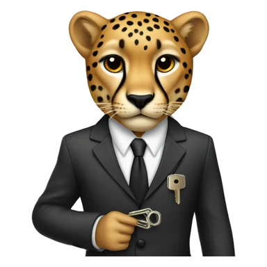 cheetah in a classic suit With keys sticker