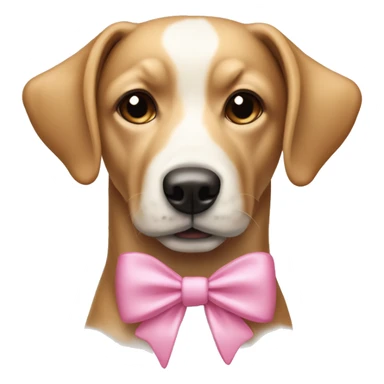 Beige and tan and white Weenier Dog with pink bows on it’s ears sticker