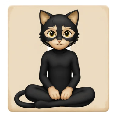 Chat noir peinture mignon assise peinture sticker