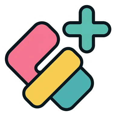 minimalist, abstract logo for Unhinge, features bold, off-kilter geometric forms that suggest connection and movement, tech-forward, playful, and expressive, with a color palette between neon and pastel, no hearts or handshakes, app icon and favicon ready sticker