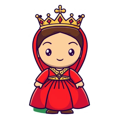Ottoman queen with red dress and crown, imperial Turkish royal attire sticker