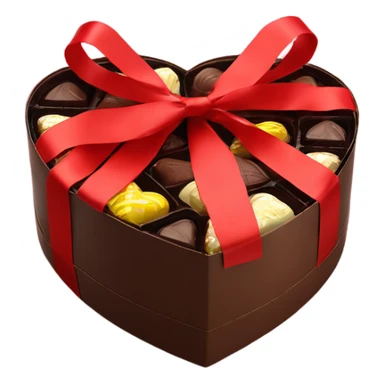 Real photo of heart shaped chocolate gift box with red ribbon  sticker