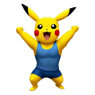 Pikachu cheering a bodybuilder in gym  sticker