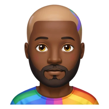   Gay African Man with rainbow skin with beard and bald head  sticker