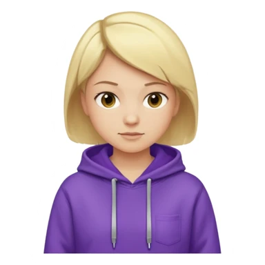 Crea un emoji de un electricista, chico rubio pelo corto hacia al lado, sin gafas, con sudadera morada y nombre empresa INDYDES sticker