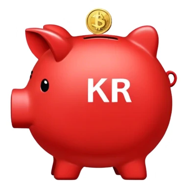 red piggybank with 'KR' on the coin sticker