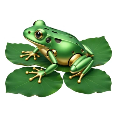 robot frog on lotus leaf sticker