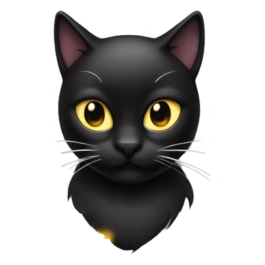 Shoutout emoji of a cat with a long black haircut, fancy cat, glow around it, emoji buzzkill sticker