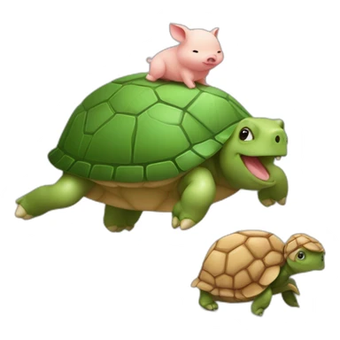 Un cochon sur une tortue qui danse sticker